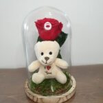 Καμπάνα με κόκκινο forever rose και αρκουδάκι