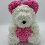 Rose bear heart white/pink 40cm