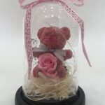 Καμπάνα με αρκουδάκι και forever rose ροζ