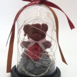 Καμπάνα με αρκουδάκι και forever rose κόκκινο