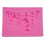 Καλούπι σιλικόνης, Λαγός, αστέρια και καρδιές, 7.5×5.4×0.7cm