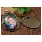 Καρφίτσα μεταλλική Antique Bronze Oval 30x40mm, 1 τεμ.