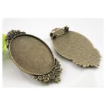 Καρφίτσα μεταλλική Antique Bronze Oval 30x40mm, 1 τεμ.