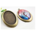 Μενταγιόν μεταλλικό Antique Bronze Oval 30x40mm, 1 τεμ.