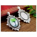 Μενταγιόν μεταλλικό Antique Silver oval 18x25mm, 1 τεμ.