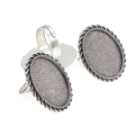 Δαχτυλίδι μεταλλικό Antique Silver Oval 18x25mm