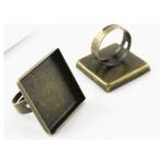 Δαχτυλίδι μεταλλικό Antique Bronze Square 25mm, 1 τεμ.