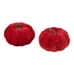 Κολοκύθα διακοσμητική από βελούδο κόκκινη 10,5cm