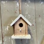 Χιονισμένη φωλιά πουλιού ξύλινη, 10,5x8x4cm