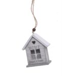 Σπιτάκι ξύλινο κρεμαστό Sweet Home, white-grey, 9cm
