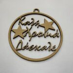 Ξύλινη διακοσμητική μπάλα Καλή Χρονιά Δάσκαλε 9,5cm