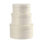 Κουτιά στρογγυλά- καπελιέρες ξύλινες από λεπτό ξύλο σημύδας, σετ 3 τεμ.