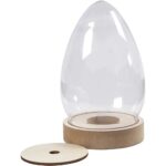 Αυγό πλαστικό σε ξύλινη βάση, 15.5x8cm