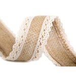 Κορδέλα γιούτα με απαλή εκρού δαντέλα, 38mmx1,8m
