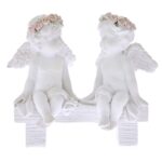 Λευκοί πολυρεζιν άγγελοι σε παγκάκι 12Χ7Χ10 εκ.