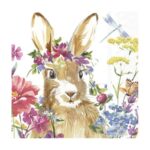 Χαρτοπετσέτα για decoupage, Λαγουδάκι με στεφάνι, 1 τεμ.