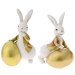 Διακοσμητικός λαγός με αυγό 2 σχέδια 10x7x17εκ. 1τμχ.
