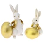 Διακοσμητικός λαγός με αυγό 2 σχέδια 8x5x13εκ. 1τμχ.