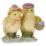 Ζευγάρι κίτρινα κοτοπουλάκια με ροζ καπέλα 9Χ6Χ8 εκ.