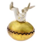 Διακοσμητικό λαγός με αυγό ανοιγόμενο χρυσό 10x7x13 εκ.
