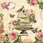 Χαρτοπετσέτα για Decoupage, Bird on vintage cage, 1τεμ