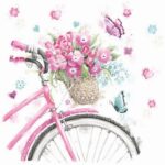 Χαρτοπετσέτα για Decoupage, Pink bicycle with basket, 1 τεμ.