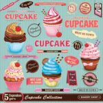 Χαρτοπετσέτα για Decoupage, vintage cupcake poster, 1τεμ.