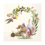 Χαρτοπετσέτα για decoupage, Σκίουρος και στεφάνι, 1 τεμ.