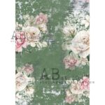 Ριζόχαρτο AB Studio, 21x29cm, Τριαντάφυλλα σε πράσινο φόντο, AB0524