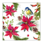 Χαρτοπετσέτα χριστουγεννιάτικη για decoupage, 1τεμ, Πουλάκι σε αλεξανδρινά