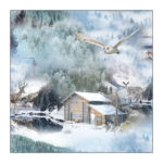 Χαρτοπετσέτα χριστουγεννιάτικη για decoupage, 1τεμ, Κουκουβάγια πάνω στα χιόνια
