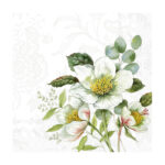 Χαρτοπετσέτα decoupage ,1 τεμ, Λευκά αγριολούλουδα