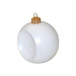Μπάλα πλαστική με εσοχή λευκή για διακόσμηση 10 cm