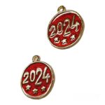 Γούρι στρογγυλό με αστεράκια 2024 σμάλτο 2.5cm