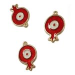 Γούρι μεταλλικό ρόδι ματάκι 2024 σμάλτο χρυσό-κόκκινο 2.5cm