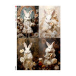 Ριζόχαρτο για Decoupage PaperD, Λαγουδάκια vintage, 30x40cm