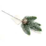 Κλαδί τεχνητό ελάτου με κουκουνάρι χιονισμένο, 20cm