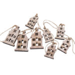 Σπιτάκια ξύλινα natural κρεμαστά, 8τεμ
