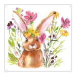 Χαρτοπετσέτα για decoupage, 1τεμ, Λαγουδίνα με λουλούδια