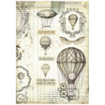 Ριζόχαρτο ντεκουπάζ Stamperia 21x29cm A4, Voyages Fantastiques, Hot Air Balloons