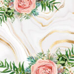 Χαρτοπετσέτα για decoupage, 1τεμ, Pink roses on grey & gold marble