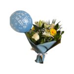 Ανθοδέσμη με Mix Λουλούδια σε Αποχρώσεις Λευκό- Κίτρινο και Μπαλόνι με Ήλιον