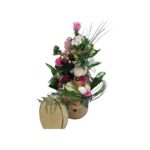 Ανθοσύνθεση Μεσαία σε Καπελιέρα με Mix Λουλούδια σε Αποχρώσεις Λευκό / Λευκό-κόκκινο / Λευκό- Ροζ