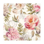 Χαρτοπετσέτα για decoupage, 1τεμ, Ροζ παιώνιες σε μπεζ φόντο