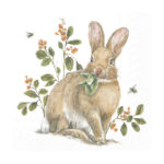Χαρτοπετσέτα decoupage ,1 τεμ, Λαγός στον κήπο