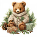 Χαρτοπετσέτα για decoupage, 1τεμ, Χαριτωμένο αρκουδάκι με πουλόβερ