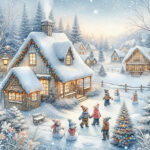 Χαρτοπετσέτα για decoupage, 1τεμ, Βόλτα στην χιονισμένη αυλή