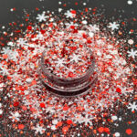 Χιονονιφάδες Chunky glitter 50gr, Κόκκινο-ασημί