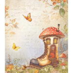 Ριζόχαρτο ντεκουπάζ Stamperia 21x29cm A4, Whispering woods, Σπίτι σε σχήμα μπότας