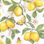 Χαρτοπετσέτα για decoupage, 1τεμ, Λεμόνια και πεταλούδες